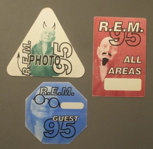 REM backstage pass satin cloth stickers THREE '95 OTTO ! - Picture 1 of 2