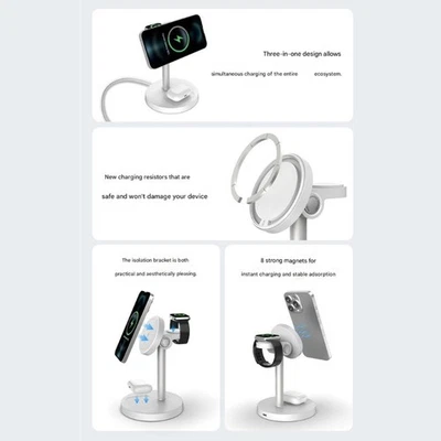 Wireless Chargers 3 in 1 Charging Station 15W Fast Charging Stand Dock - Image 1 of 4