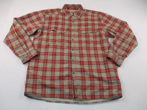 Simms Shirt Men's Size Large Red Plaid Long Sleeve Fishing Flannel Shacket - Picture 1 of 11