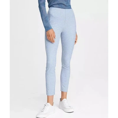 Rag & Bone Simone Crop Pants Size 0 Blue White Gingham Check High-Rise Stretch - Image 1 of 4