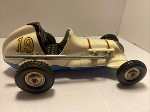 Vintage Roy Cox #19 White / Blue Thimble Drome Champion Tether Car see Pictures - Picture 1 of 13