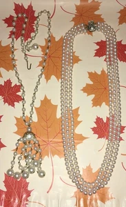 Two Lovely Vintage Necklaces, Three Strand W/ Clasp & Single Strand W/ Pendant - Picture 1 of 14