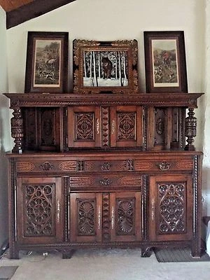 Muy Raro y Elegante Enorme Roble Francés Bretón Antiguo Buffet De Francia  Foto 1 de 4