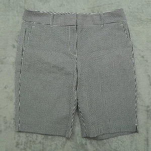 Ann Taylor Shorts Women's 8 Blue White Striped Seersucker Mid-Rise Bermuda 33x11 - Picture 1 of 11