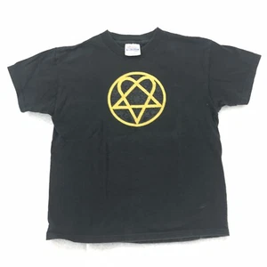 HIM Gold Heartagram Youth Size M (10-12) Band Shirt Black Short Sleeve - Picture 1 of 11