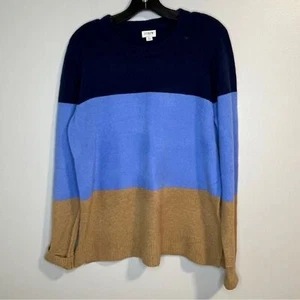 Suéter cuello redondo a rayas bloques de colores mezcla lana de cordero J Crew Factory - Imagen 1 de 4