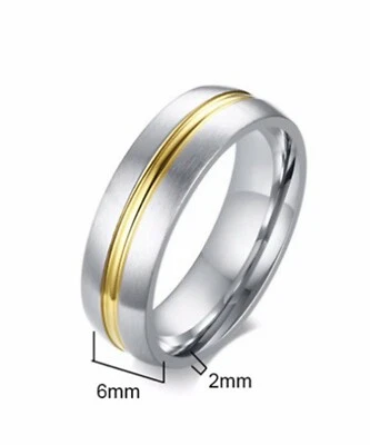 Moda Hombres 6 mm Banda Plata Titanio Acero Inoxidable Anillo de Compromiso 8-11 Foto 1 de 4