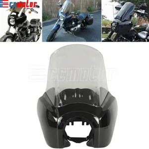 Front Headlight Fairing Cover w/ 15'' Windscreen For Harley 39mm or 49mm Forks - Picture 1 of 9