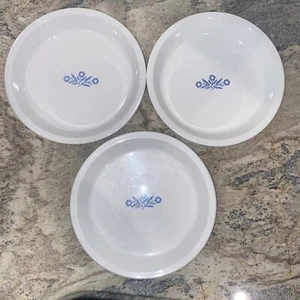 3 Vintage Corning Ware Blue Cornflower P-309 Pie Plates Baking Dish 9” White - Picture 1 of 9