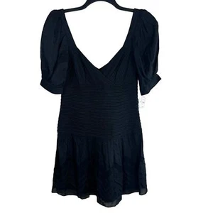 Catherine Malandrino Dress Women's 10 Black Drop Waist Embroidered Puff Sleeve - Picture 1 of 13