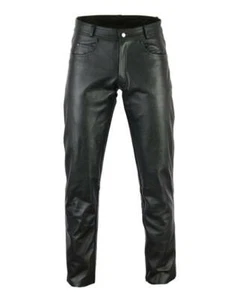 pantalon en cuir homme SANS lacet NEUF ( moto biker gothique ) leather pants - Imagen 1 de 4