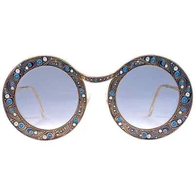 ULTRA RARE CHRISTIAN DIOR " GYPSY " BLUE ENAMEL OVERSIZED SUNGLASSES, 1969 - Image 1 of 4