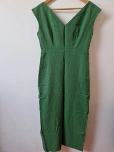 Droopy & Browns Angela Holmes Silk Blend Green Maxi Shift Dress Size 12 - Picture 1 of 6