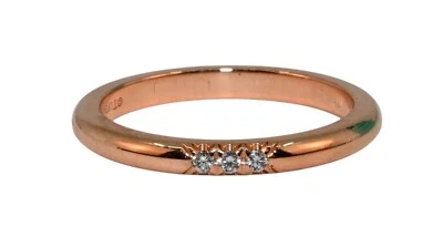 Tiffany & Co. Rose Gold 750 18k Forever 3 Diamond 0.04ct Band 2mm Ring Size 4.5! - Image 1 of 4