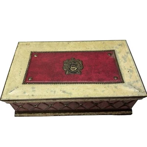 Vintage Teekanne Tin Box Germany 1950s Red Gold Embossed Tea Canister Storage - Picture 1 of 15