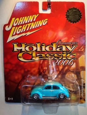 Johnny Lightning 2006 adorno clásico de vacaciones 1950 Volkswagen bebé escarabajo azul Foto 1 de 2