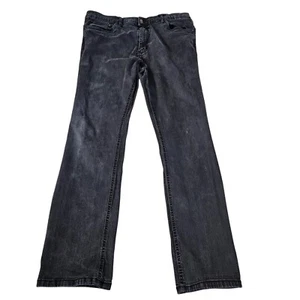 Urban Star Jeans Mens 38x32 Black Faded Stretch Straight Leg Distressed Goth - Picture 1 of 11
