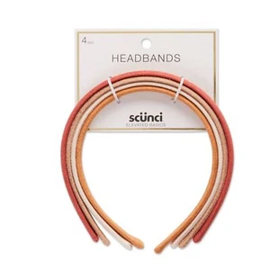 Scunci Elevated Basics Headband, Suede/Rust/Ivory/Tan, 4-Pieces - Picture 1 of 3