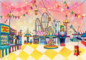 FONDO DE PARED DE FONDO DE PARED DE CARNAVAL CIRCO 5'x3' juegos de paseos - Imagen 1 de 2