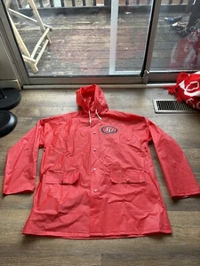 Chaqueta de lluvia vintage de vinilo Y2K Indiana University Hoosiers Aqua Sheen RARA BONITA - Imagen 1 de 10