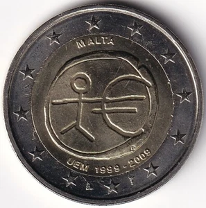 2 Euro Gedenkmünze Malta - 2009 - "10 Jahre Europäische Währungsunion" - Bild 1 von 2