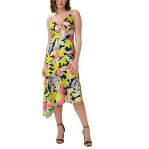 Aidan Mattox Women Sheath Midi Dress Sleeveless Ruffle Floral V-Neck C87 - Picture 1 of 12
