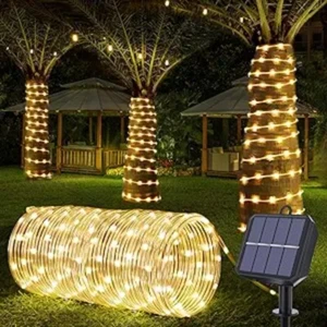 Outdoor Solar LED Rope Tube Fairy String Light Strip Waterproof Garden Decor UK - Picture 1 of 44