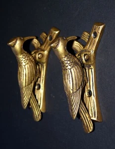 Brass Bird Door Knocker Set Of 02 Knockers Woodpecker Design Door Bell Ring RU72 - Picture 1 of 4