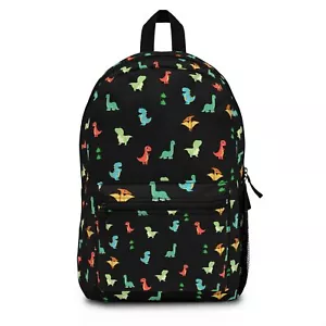 Dinosaur Backpack Black Dino pattern Roar Black - Picture 1 of 5