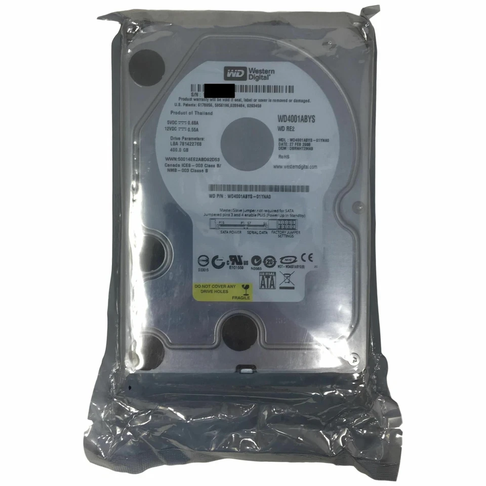 Western Digital 400GB 7200RPM SATA 3.0 Gbps 3.5 inch RE2 Hard Drive WD4001ABYS - Image 1 of 3