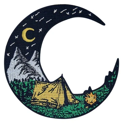 Camping On Moon Embroidered Iron /Sew On Patches for Jeans Jackets design patch - Image 1 of 4
