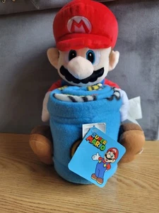 Super Mario Hugger and 40"x50" Plush Blue Throw Blanket Set Super Soft - Imagen 1 de 4