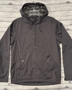 PRANA Mens Dax Hooded Jacket Sz S Lightweight Gray 1/4 Zip Anorak Front Pocket - Picture 1 of 18