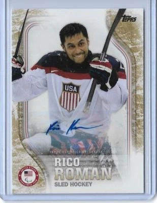 RARE 2018 TOPPS OLYMPICS RICO ROMAN SLED HOCKEY GOLD AUTOGRAPH AUTO CARD ~ /25 - Image 1 of 2