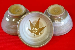 Rare Japan Kyoto Myoshinji Temple 3-cups Glazed with Real Maple Y438-3 - Picture 1 of 13