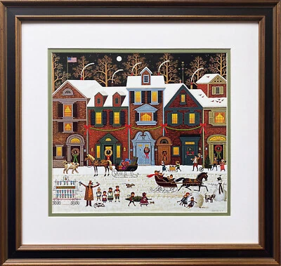 Charles Wysocki "A Merry Christmas Street" New CUSTOM FRAMED Art Holiday - Image 1 of 3