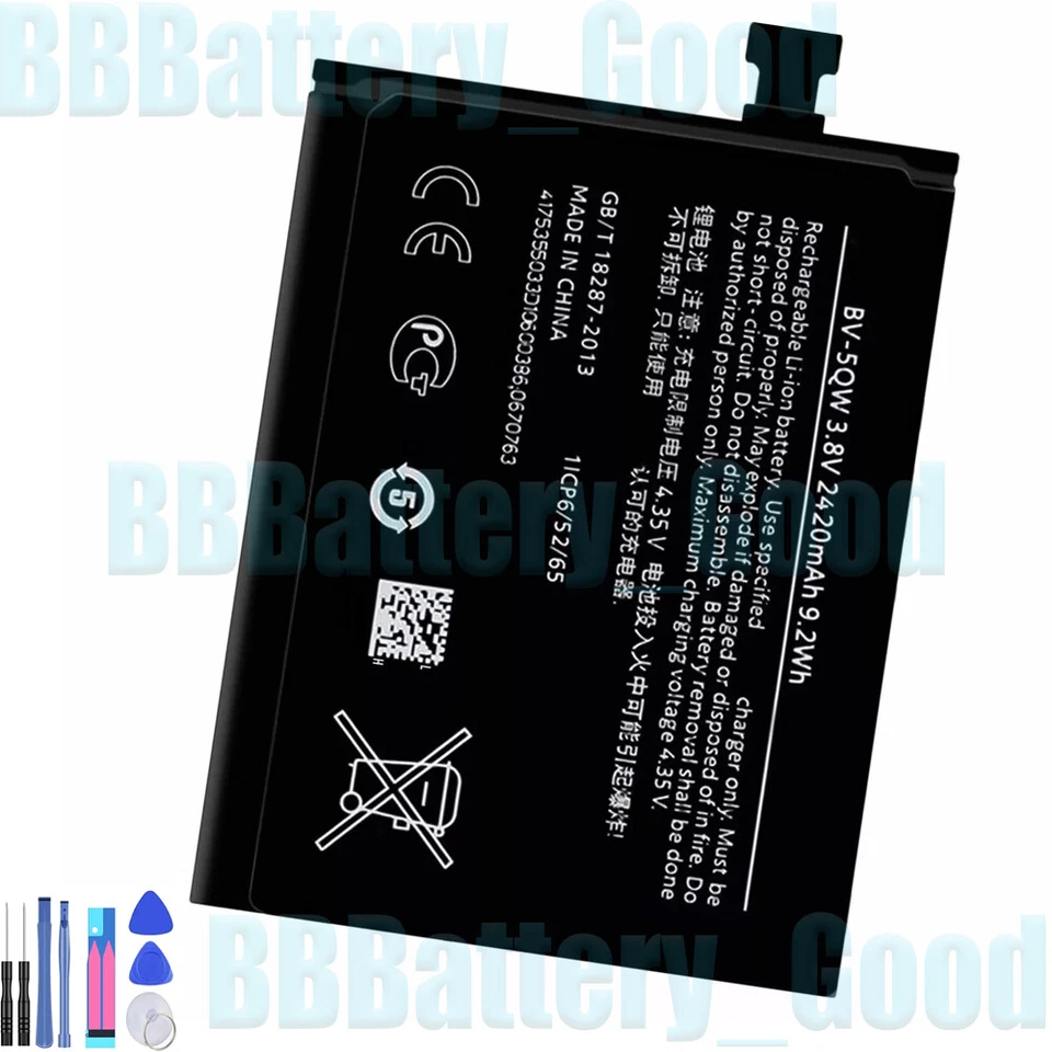 BV-5QW Nueva Batería de Repuesto Li-ion Para Nokia Lumia 930 RM927 Interna 2420mAh Foto 1 de 4
