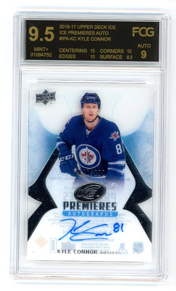 2016-17 Upper Deck Ice Premieres Auto Kyle Connor /299 Rookie Winnipeg Jets FCG - Image 1 of 1