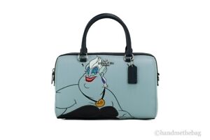 Coach X Disney (CC156) Ursula Motif Pebbled Leather Rowan Satchel Crossbody Bag