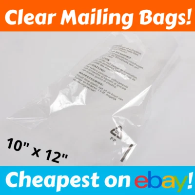 CLEAR MAILING WARNING BAGS 10" x 12" CPP Garment Poly Cheap Mail Packaging UK