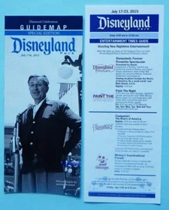 DISNEYLAND 60 Map+Guide Diamond Anniversary One-Day 2015 Birthday Celebration - Picture 1 of 2