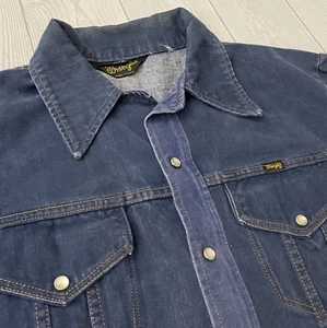 VTG Wrangler Western Jacket Men’s M/L Shacket denim jean pearl snap button USA - Picture 1 of 10