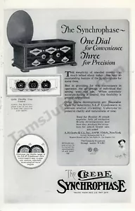 1927 Crebe Synchrophase Radio Fine Tuning PRINT AD Nearly 100 years old (3329) - Picture 1 of 1
