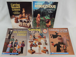 5 Wood Carving Books: Kids, Critters, Amish Family, Rendezvous Celebrations