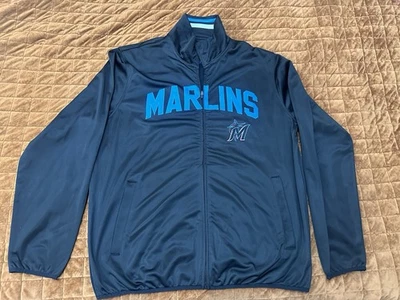 Marlins Full Zip Black Jacket GIII Sports By Carl Banks Genuine Merch 2XL - Image 1 of 4