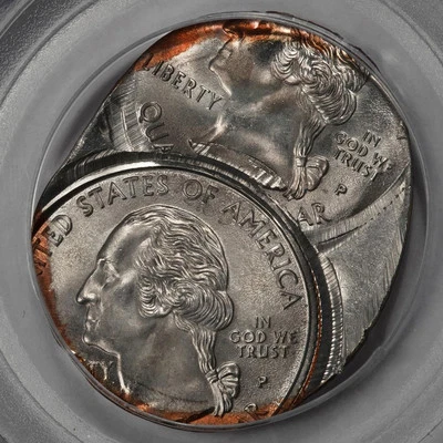 1999 PCGS MS66 Double Struck Both Off Center New Jersey Quarter Mint Error Wow - Image 1 of 4