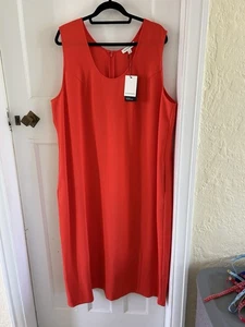 BRANDNEU MIT ETIKETT MARKS & SPENCER AUTOGRAMM ORANGE ÄRMELLOS MIDIKLEID GRÖSSE 24 ATEMBERAUBEND - Bild 1 von 19