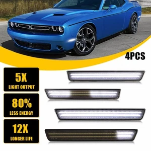 4Pcs For 2015-2022 Dodge Challenger LED Side Markers Dynamic White Light IP67 - Picture 1 of 20