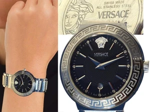 VERSACE Orologio da donna con 12 diamanti e logo argento Stato 9/10 VE06 T1P - Imagen 1 de 14