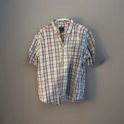 Рубашка George на пуговицах мужская большая классический крой многоцветный красный синий белый узор - Изображение 1 из 4